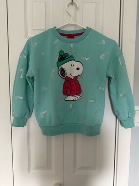 Peanuts Teal Kids Snoopy Holiday Sweatshirt